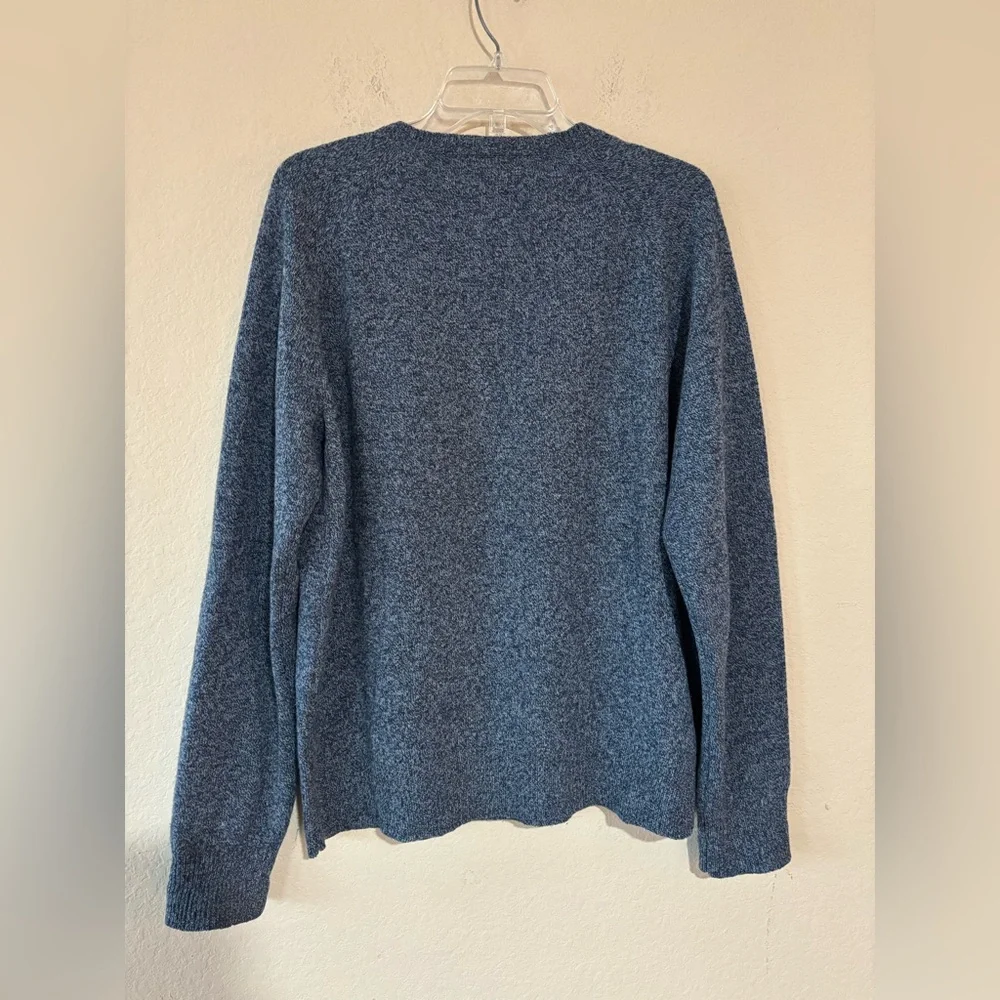 J. Crew Men’s 100%‎ LambsWool Knit Blue Ivory Crew Neck Long Sleeve Sweater Sz L